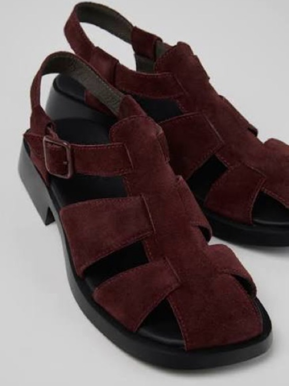 Camper Women’s Burgundy Suede Fisherman Sandals